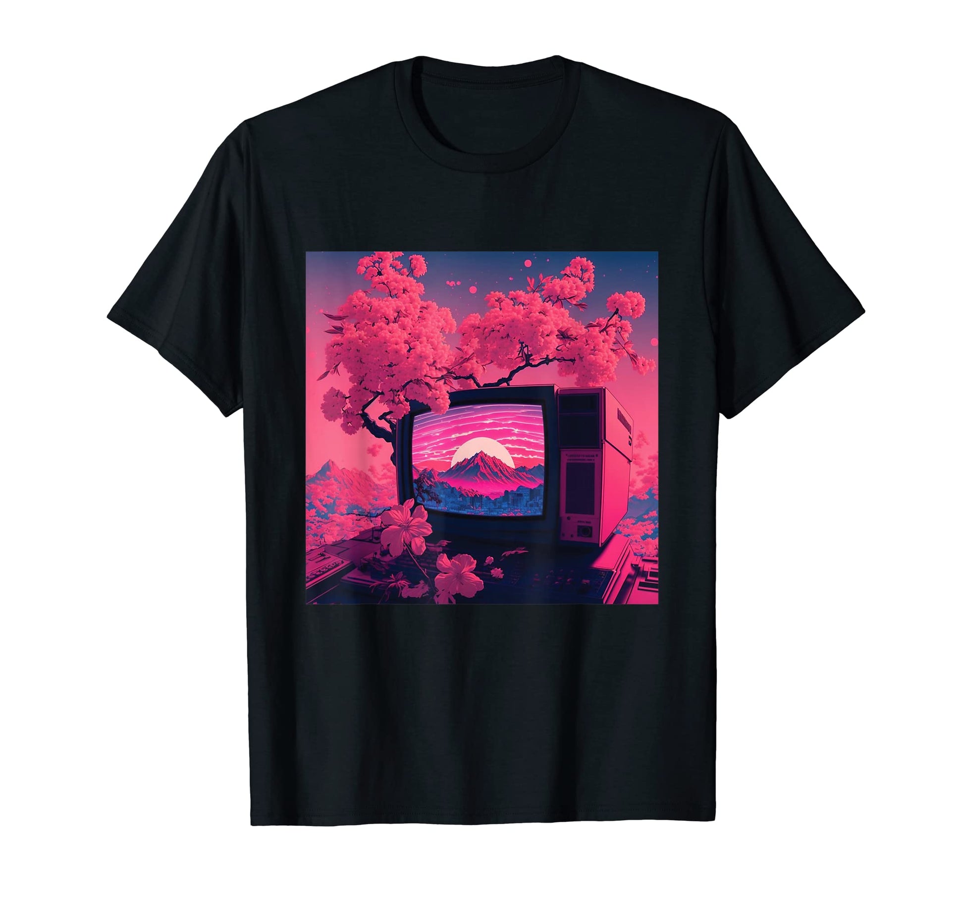 Mt Fuji Japan Vaporwave Tv Aesthetic T-Shirt - Streetwear Style for Adults - T-Shirt, Sweatshirt, Hoodie
