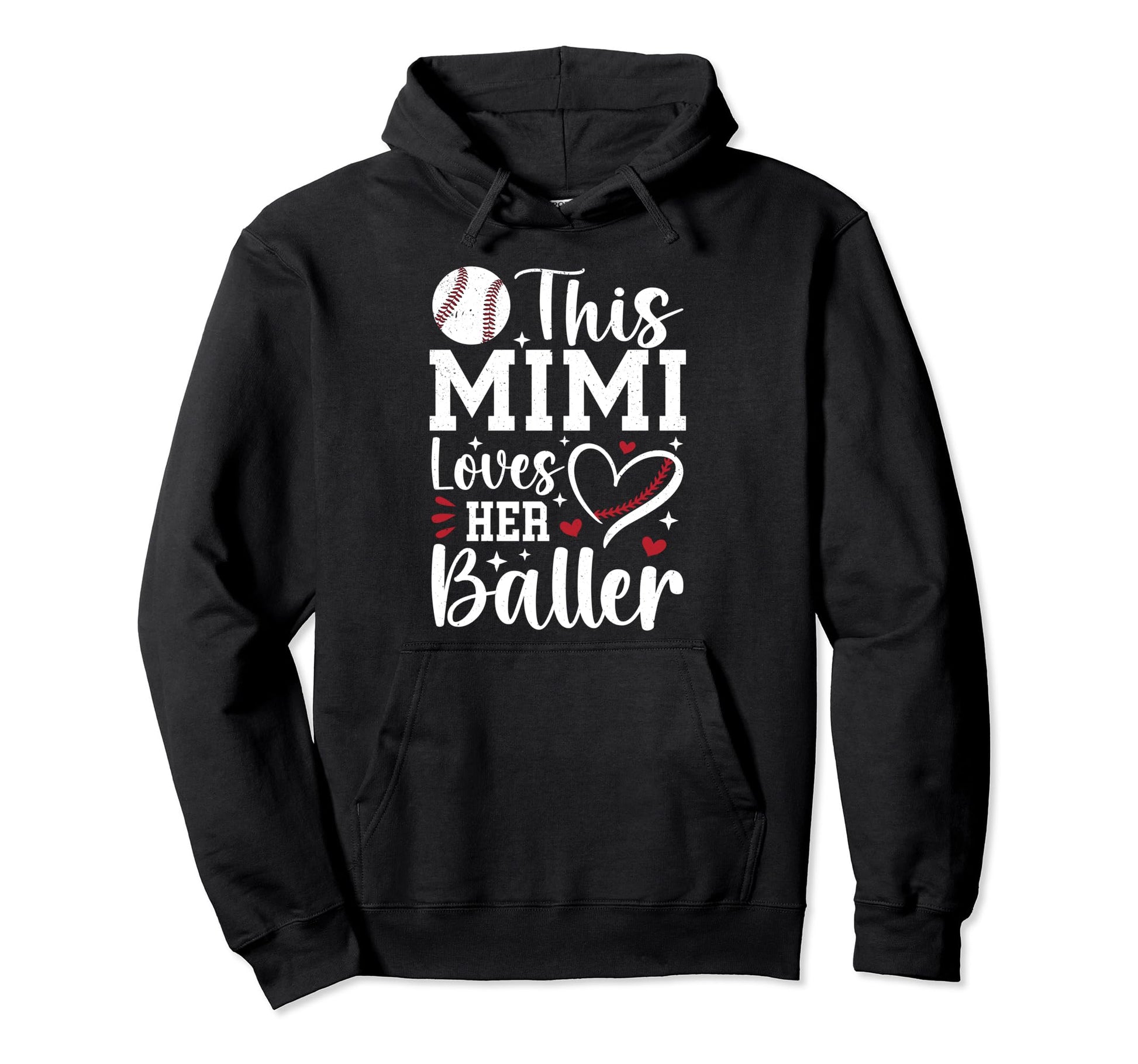 Mimi Loves Her Baller Baseball Mimi Hoodie - Graphic Print for Adults - T-Shirt, Sweatshirt, Hoodie