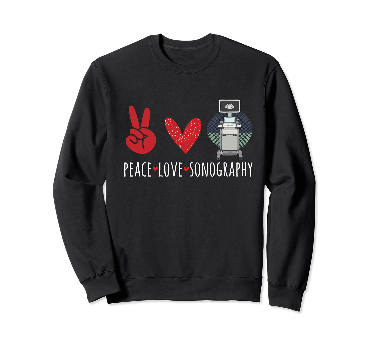 Cardiac Sonographer Peace Love Sweatshirt - Aesthetic Graphic Men Women - T-Shirt, Sweatshirt, Hoodie