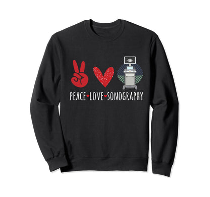 Cardiac Sonographer Peace Love Sweatshirt - Aesthetic Graphic Men Women - T-Shirt, Sweatshirt, Hoodie