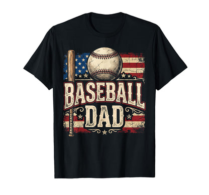 Baseball Dad American Flag Patriotic T-Shirt - Trendy Graphic Men Women - T-Shirt, Sweatshirt, Hoodie