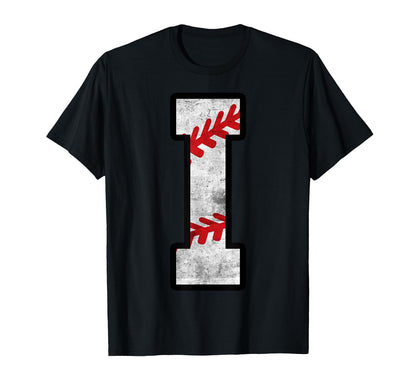 Distressed Baseball Letter I T-Shirt - Graphic Print Men Women - T-Shirt, Sweatshirt, Hoodie