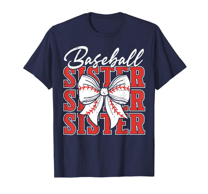 Baseball Sister Bow Biggest Fan Lill T-Shirt - Graphic Print for Adults - T-Shirt, Sweatshirt, Hoodie