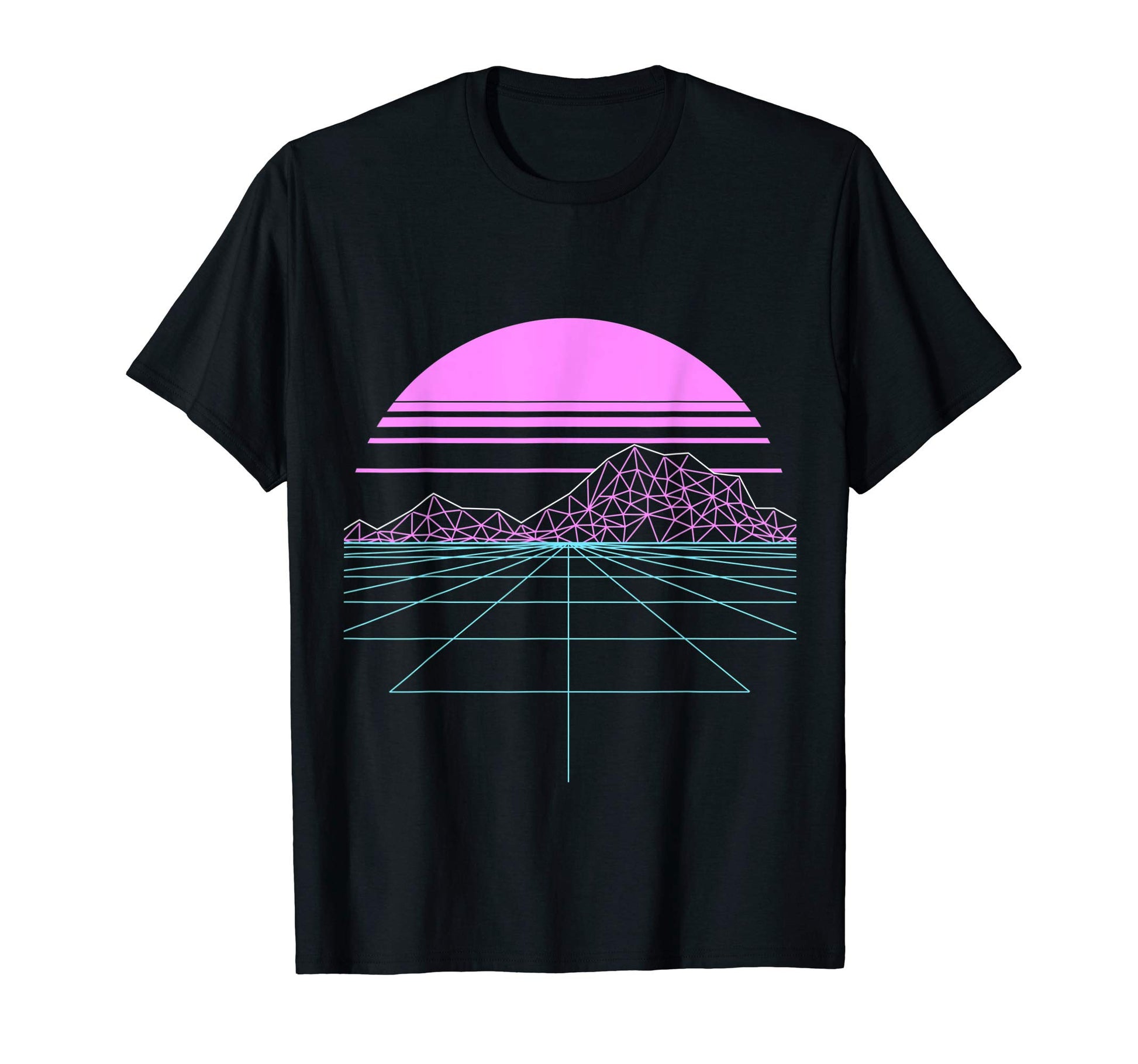 Outran Synthwave Sunset Vaporwave Grid T-Shirt - Trendy Graphic Unisex - T-Shirt, Sweatshirt, Hoodie