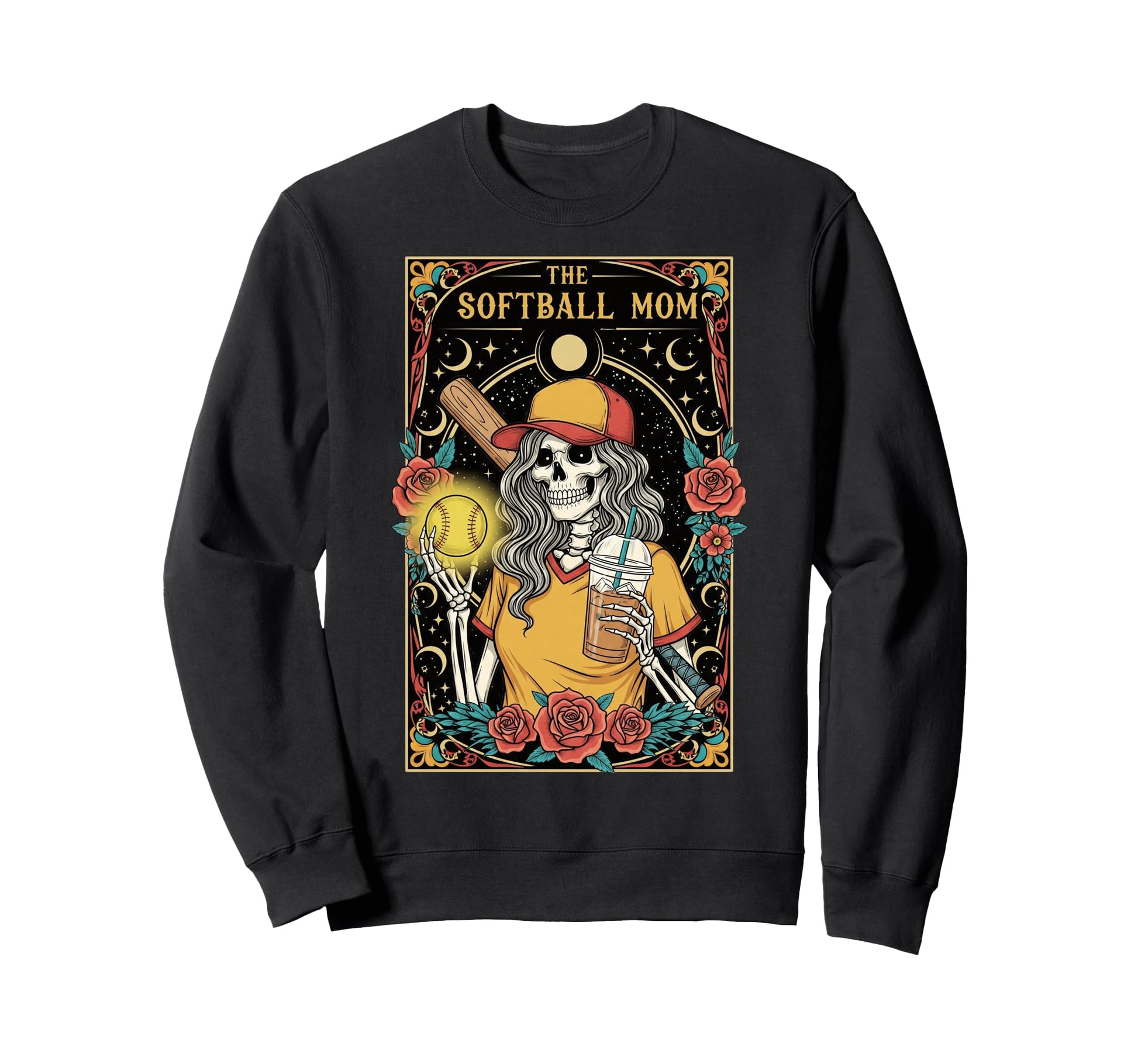 Softball Mom Tarot Card Skeleton Sweatshirt - Streetwear Style Unisex - T-Shirt, Sweatshirt, Hoodie