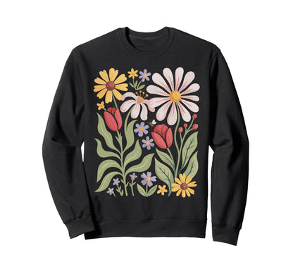 Wildflowers Flowers Pattern Sweatshirt - Minimalist Print for Adults - T-Shirt, Sweatshirt, Hoodie