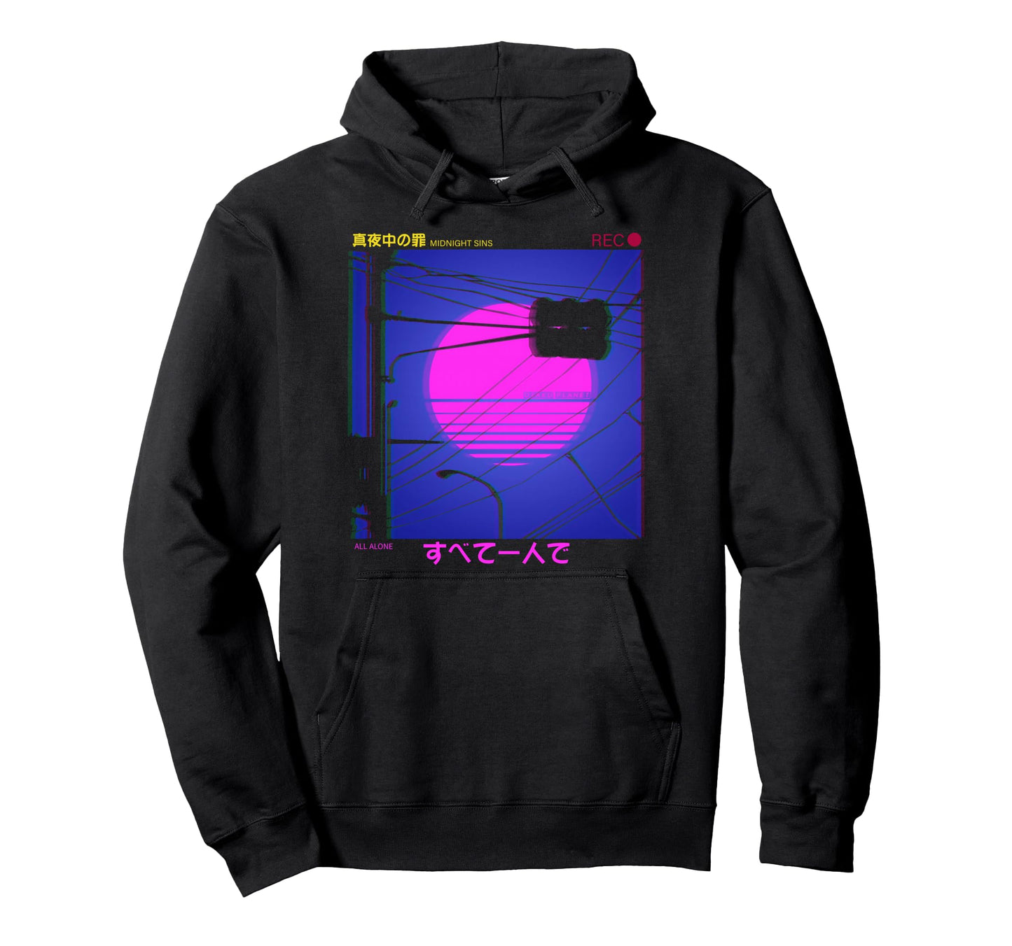 All Alone Japanese Futurism Lofi Hoodie - Minimalist Print for Adults - T-Shirt, Sweatshirt, Hoodie