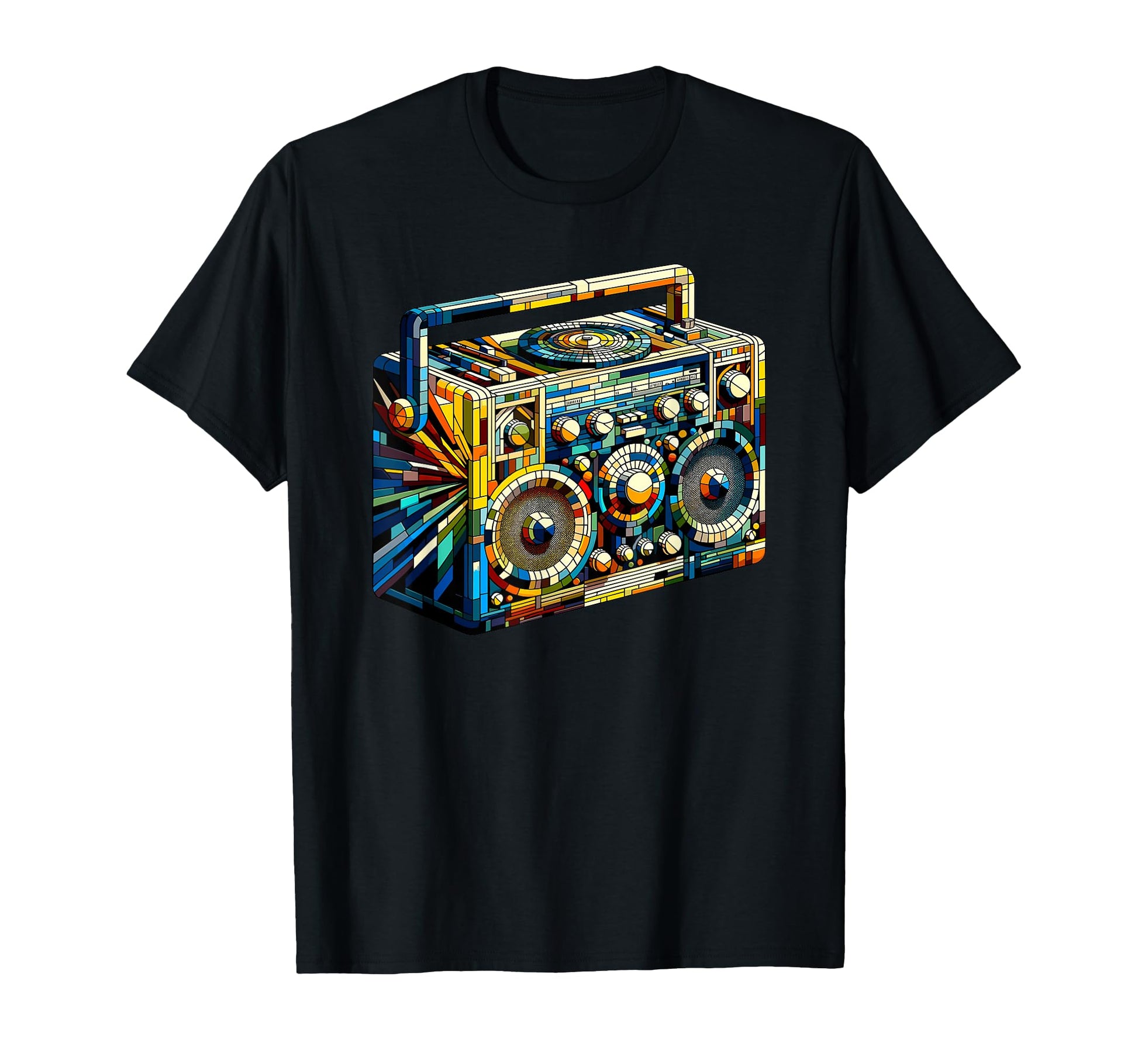 Polygon Art Boombox Old School 80S Music T-Shirt - Unique Graphic Unisex - T-Shirt, Sweatshirt, Hoodie