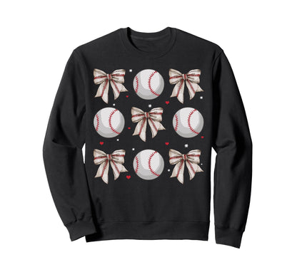 Coquette Bow Baseball Mom Game Day Sweatshirt - Graphic Print for Adults - T-Shirt, Sweatshirt, Hoodie
