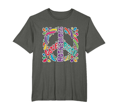 Peace Love Rock And Roll Music Hippie T-Shirt - Streetwear Style Unisex - T-Shirt, Sweatshirt, Hoodie