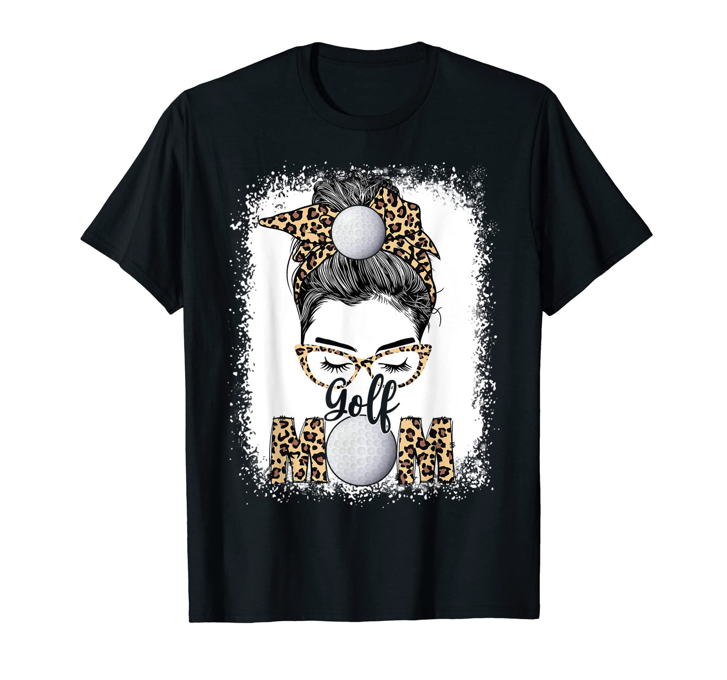 Golf Mom Game Day Messy Bun Leopard T-Shirt - Aesthetic Graphic Men Women - T-Shirt, Sweatshirt, Hoodie
