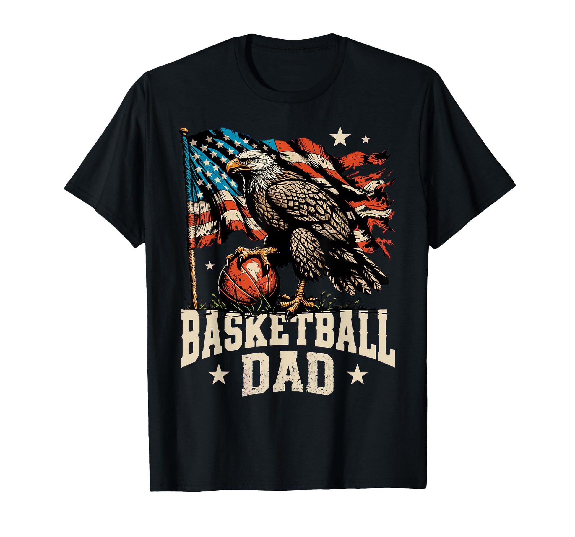 Basketball American Flag Basketball Dad T-Shirt - Unique Graphic Men Women - T-Shirt, Sweatshirt, Hoodie