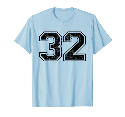 Number 32 Varsity Distressed Sport Team T-Shirt - Aesthetic Graphic Unisex - T-Shirt, Sweatshirt, Hoodie