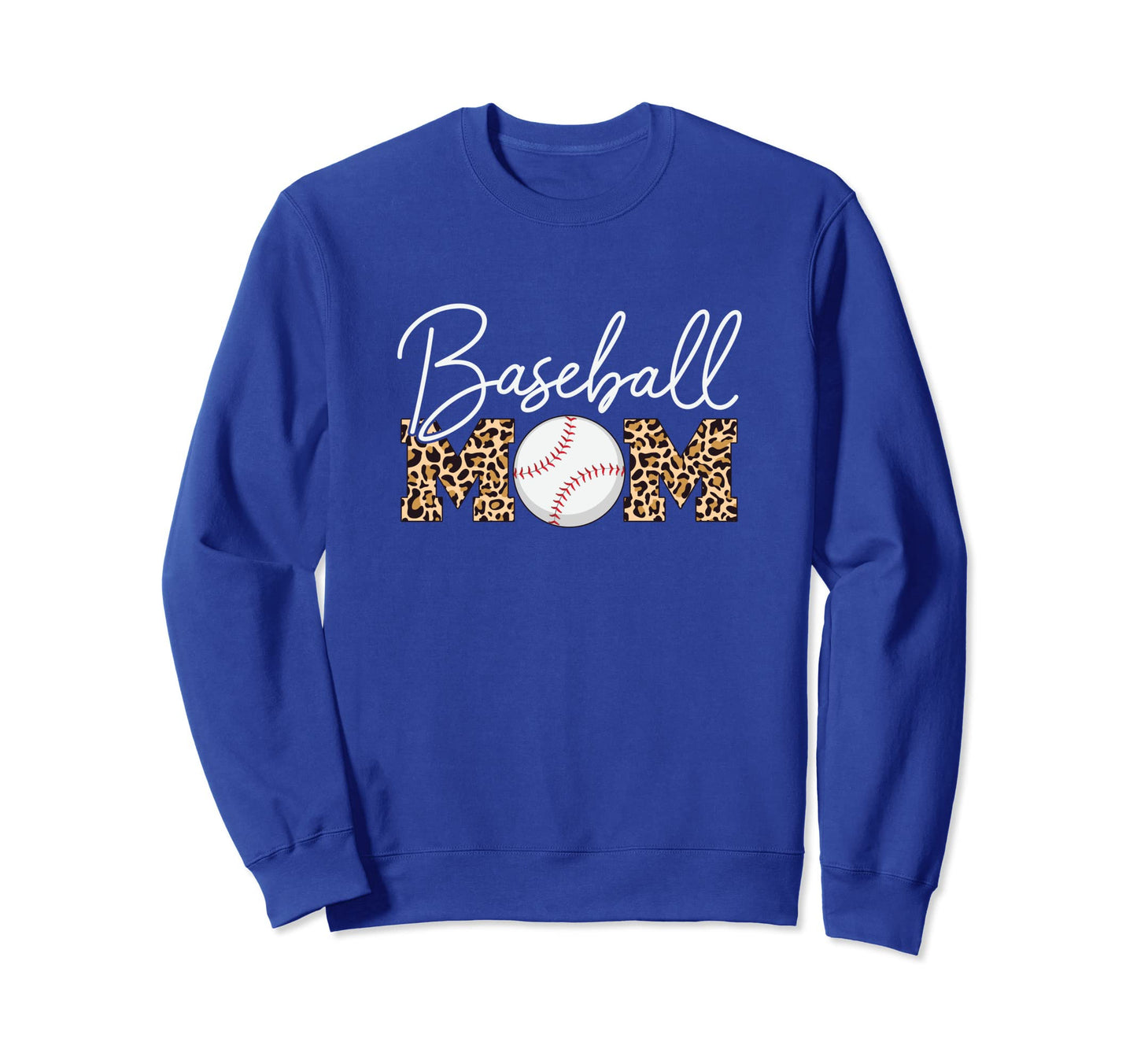 Baseball Mom Leopard Royal Blue Sweatshirt - Graphic Print for Adults - T-Shirt, Sweatshirt, Hoodie