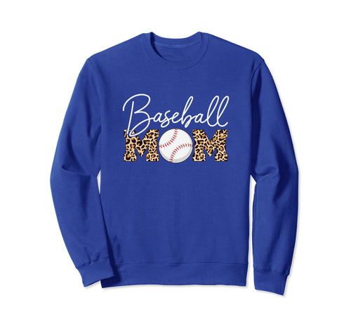 Baseball Mom Leopard Royal Blue Sweatshirt - Graphic Print for Adults - T-Shirt, Sweatshirt, Hoodie