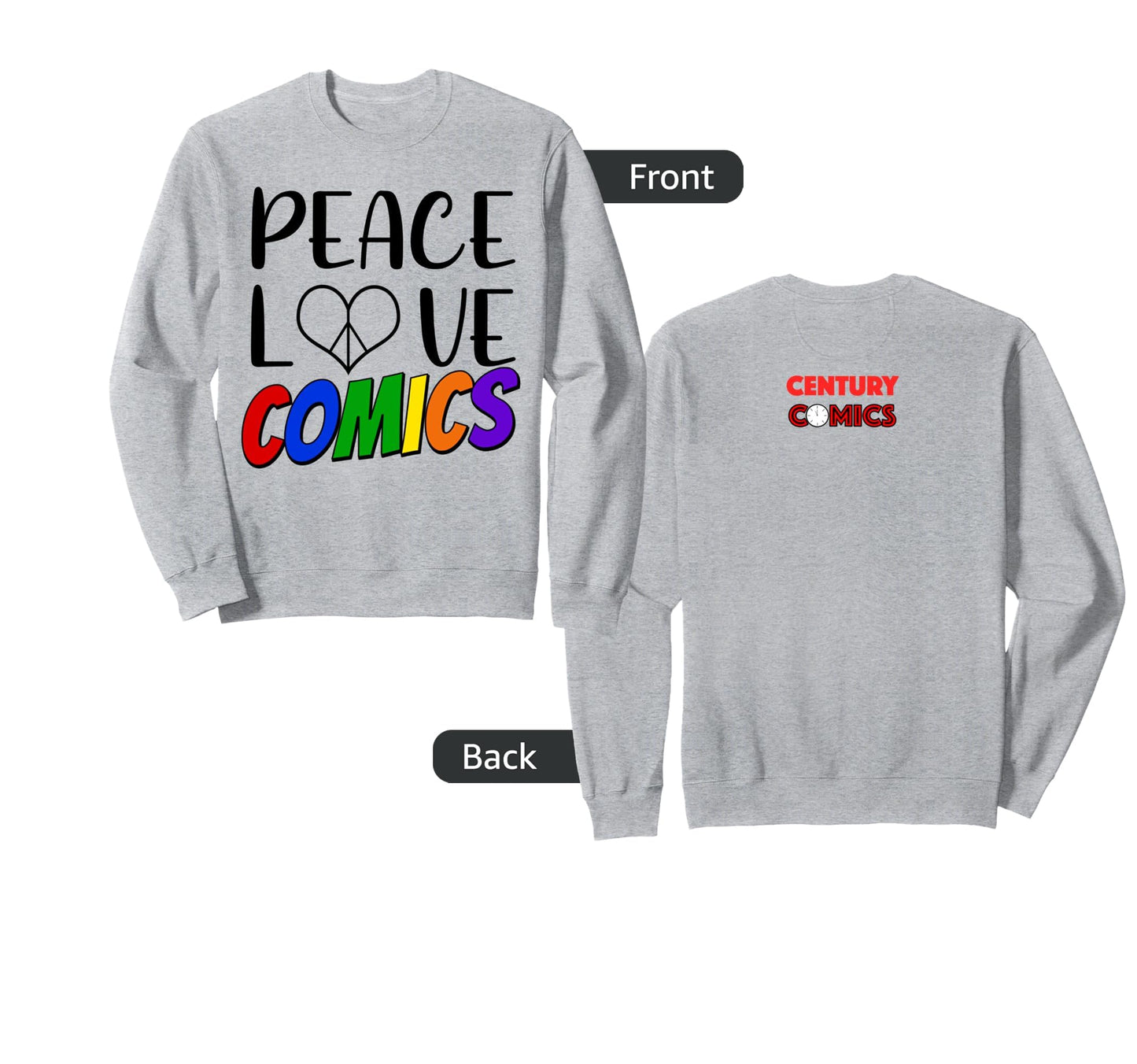 Peace Love Comics Logo Sweatshirt - Casual Everyday Wear Men Women - T-Shirt, Sweatshirt, Hoodie