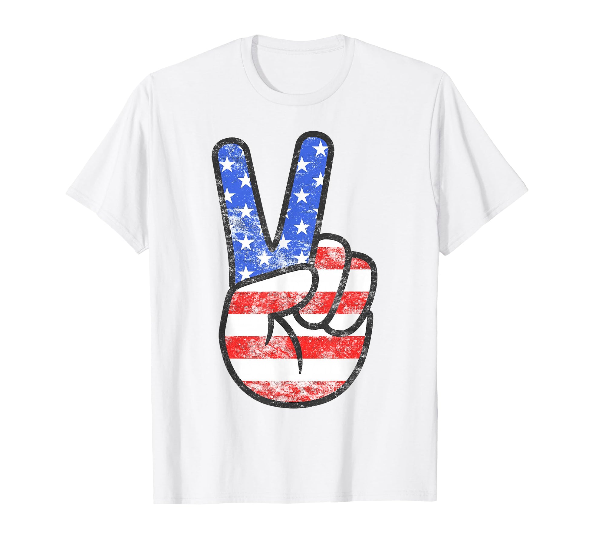American Flag Peace Sign Hand Usa 4Th T-Shirt - Novelty Apparel Unisex - T-Shirt, Sweatshirt, Hoodie