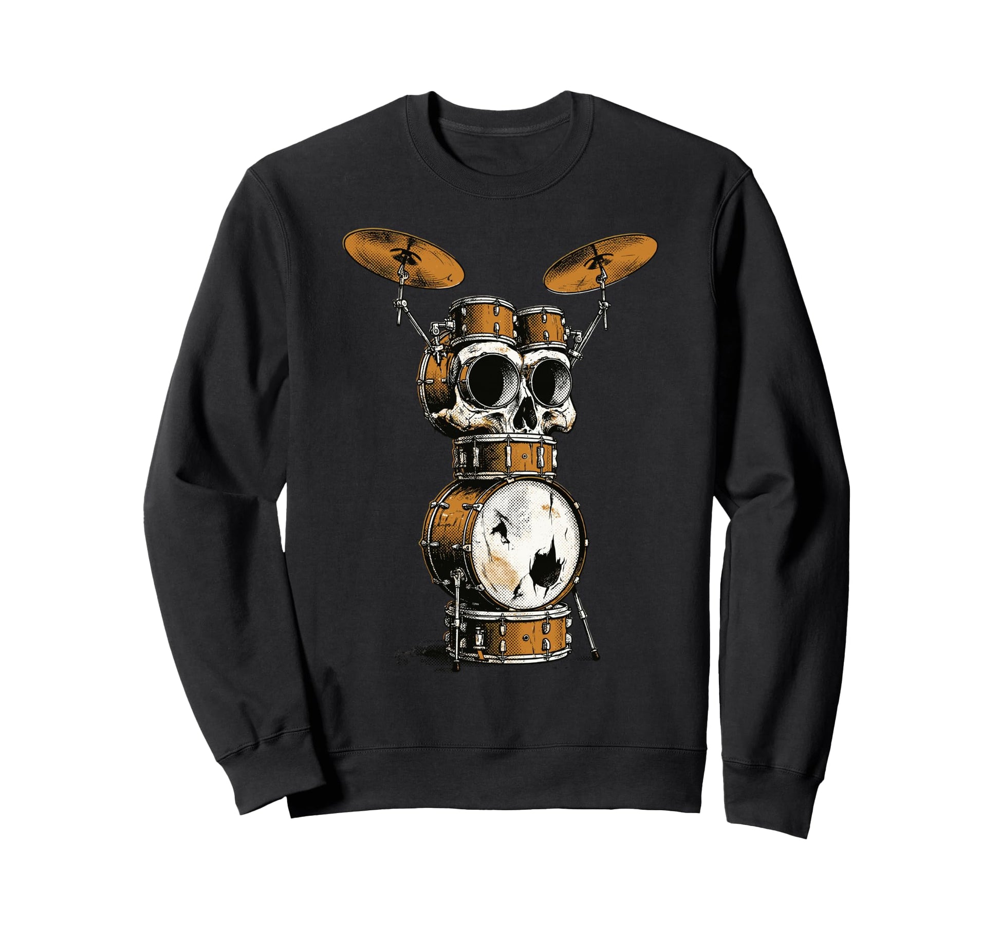 Skull Drum Set Rock Music Drummer Sweatshirt - Minimalist Print for Adults - T-Shirt, Sweatshirt, Hoodie