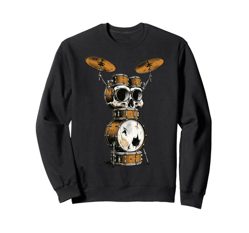Skull Drum Set Rock Music Drummer Sweatshirt - Minimalist Print for Adults - T-Shirt, Sweatshirt, Hoodie