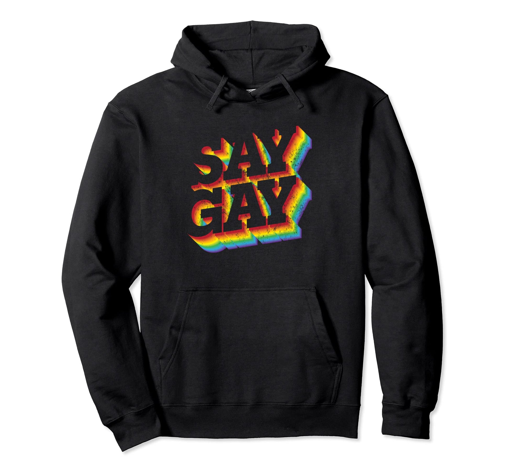 Distressed Rainbow Say Gay Lgbt Pride Hoodie - Aesthetic Graphic Unisex - T-Shirt, Sweatshirt, Hoodie