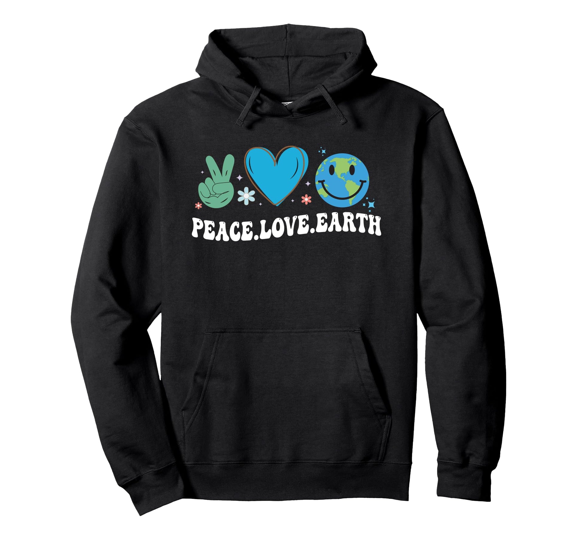 Peace Love Earth Day Hoodie - Casual Everyday Wear Men Women - T-Shirt, Sweatshirt, Hoodie