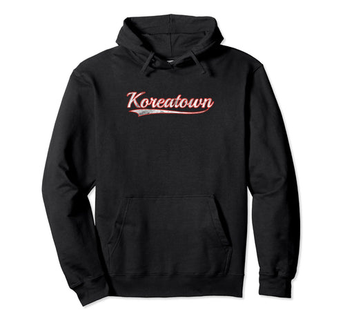 Koreatown Varsity Distressed Throwback Hoodie - Streetwear Style for Adults - T-Shirt, Sweatshirt, Hoodie