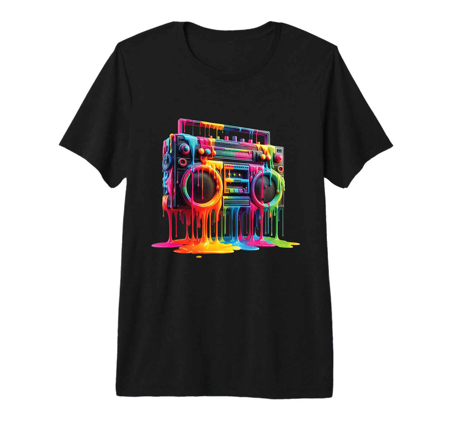 Dripping Paint Boombox Old School 80S T-Shirt - Graphic Print for Adults - T-Shirt, Sweatshirt, Hoodie