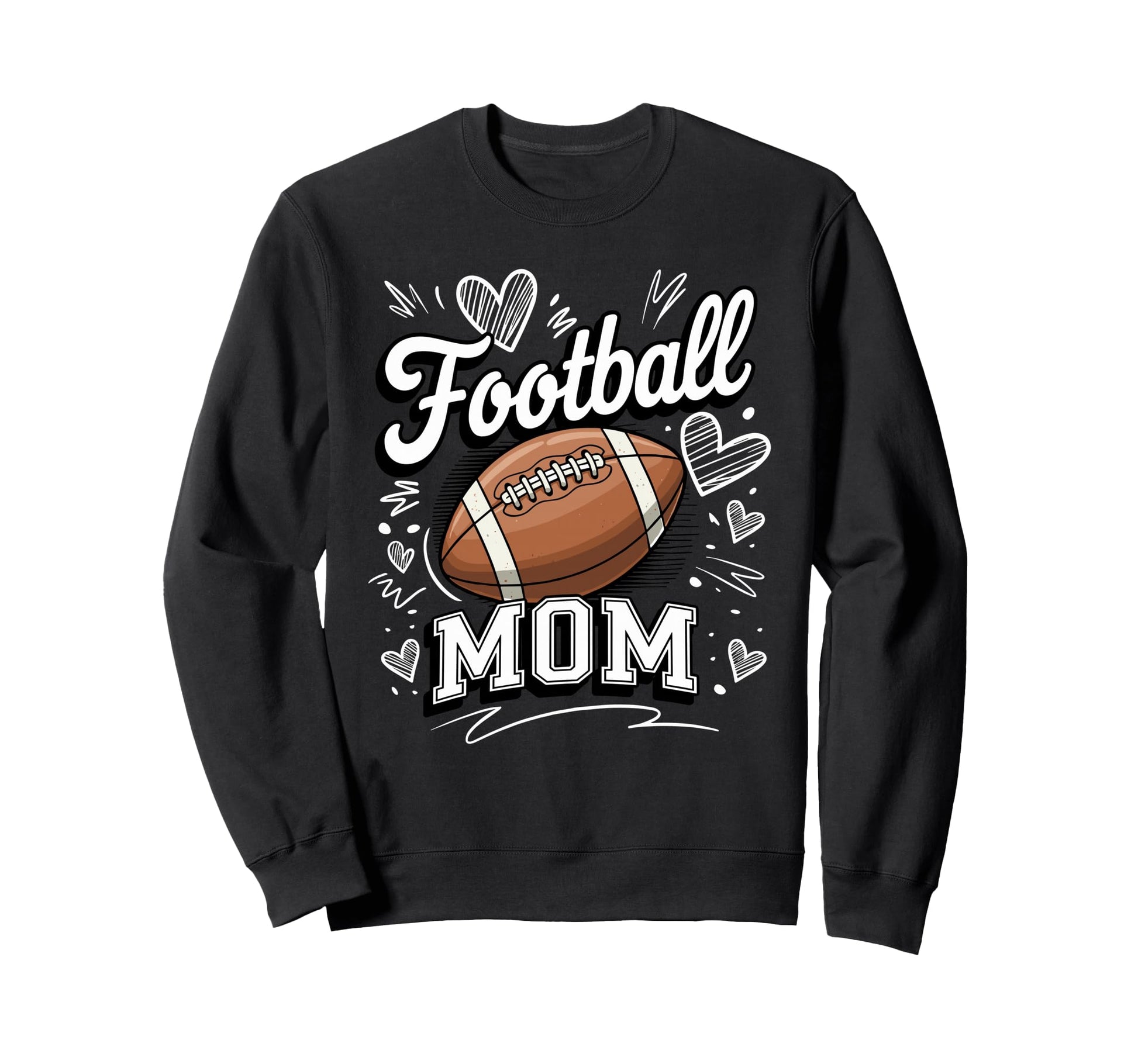 Football Mom Heart Game Day Spirit Sweatshirt - Graphic Print Unisex - T-Shirt, Sweatshirt, Hoodie