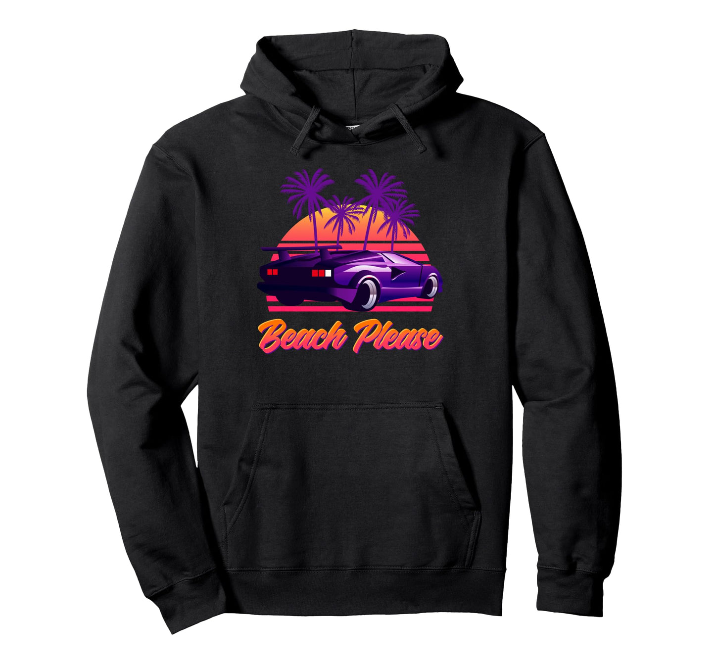 Futuristic Beach Vacay Vaporwave Hoodie - Fun Novelty Design for Adults - T-Shirt, Sweatshirt, Hoodie