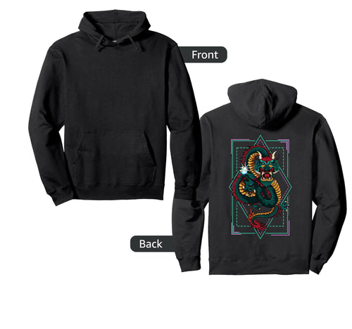 Japanese Aesthetic Dragon Vaporwave Hoodie - Novelty Apparel for Adults - T-Shirt, Sweatshirt, Hoodie