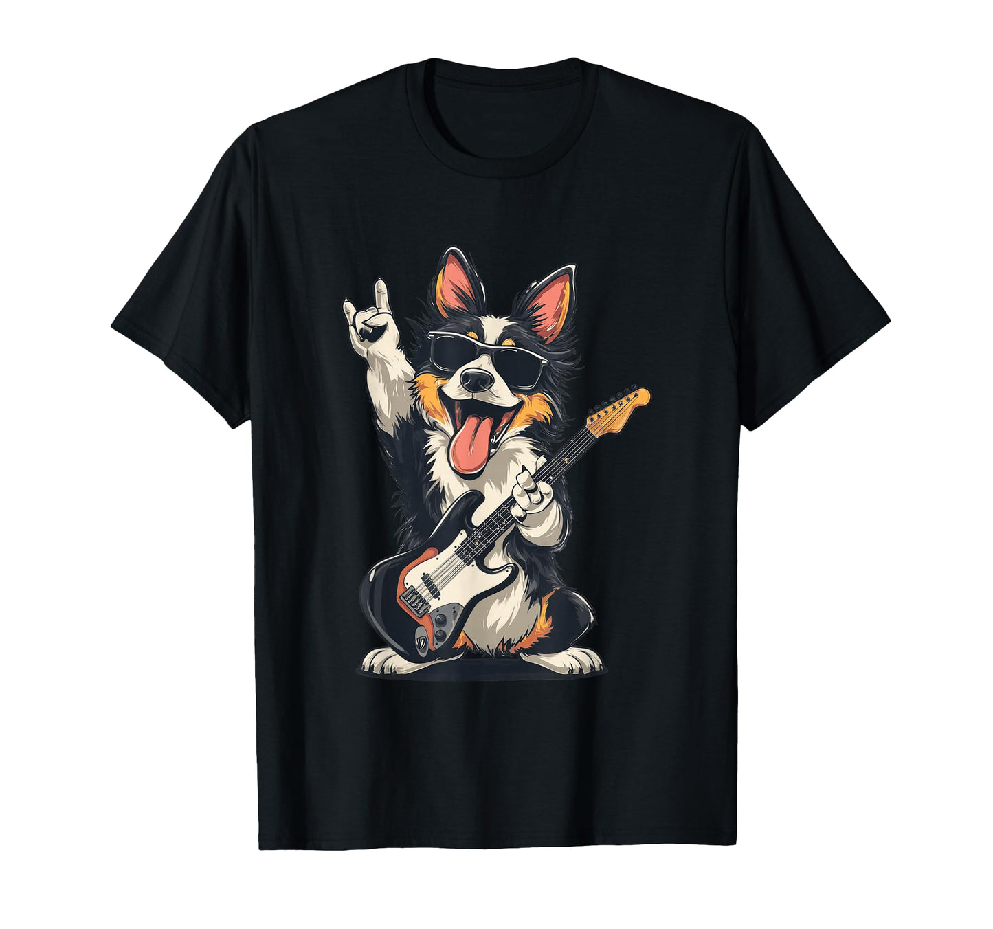 Funny Corgi Dog Playing Guitar Rock Music T-Shirt - Streetwear Style Unisex - T-Shirt, Sweatshirt, Hoodie