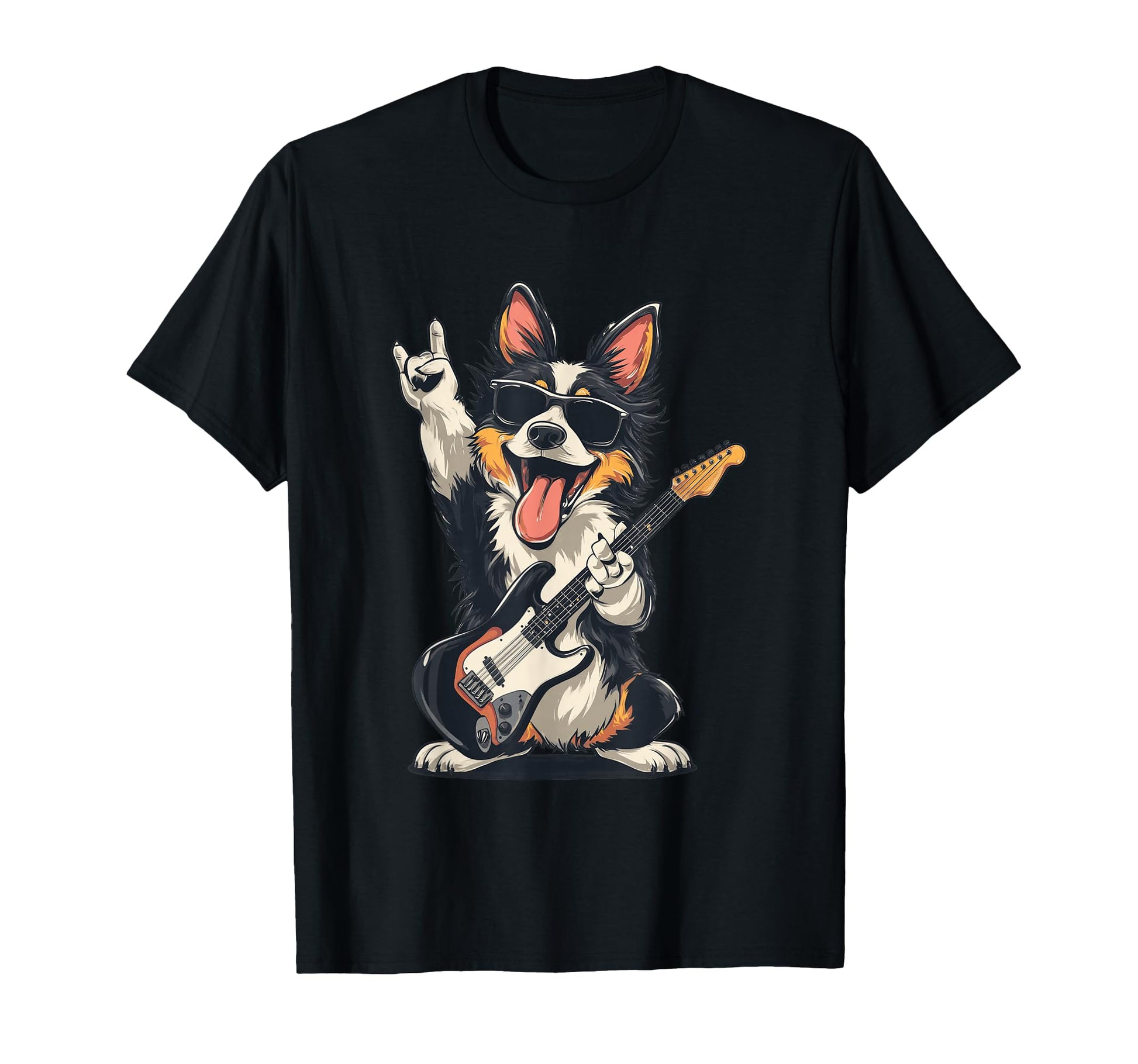 Funny Corgi Dog Playing Guitar Rock Music T-Shirt - Streetwear Style Unisex - T-Shirt, Sweatshirt, Hoodie