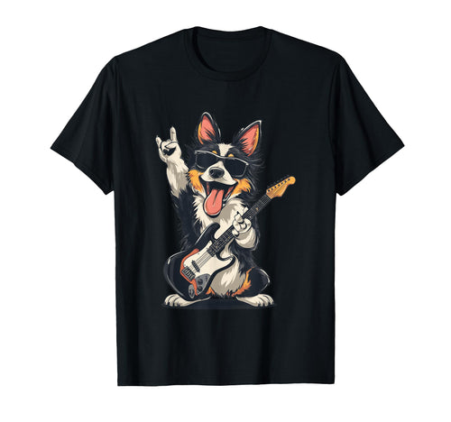 Funny Corgi Dog Playing Guitar Rock Music T-Shirt - Streetwear Style Unisex - T-Shirt, Sweatshirt, Hoodie