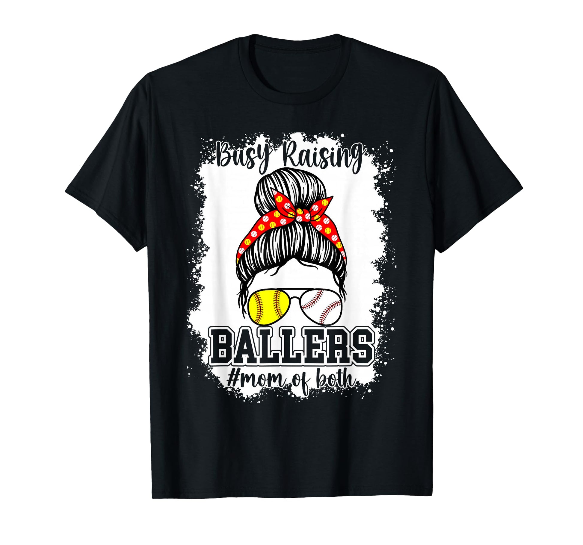Messy Bun Mom Both Baseball Softball T-Shirt - Aesthetic Graphic Unisex - T-Shirt, Sweatshirt, Hoodie