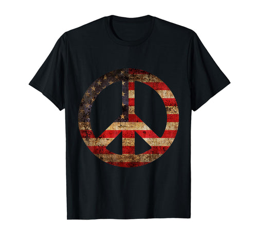 Us American Flag Peace Sign 4Th July T-Shirt - Minimalist Print for Adults - T-Shirt, Sweatshirt, Hoodie