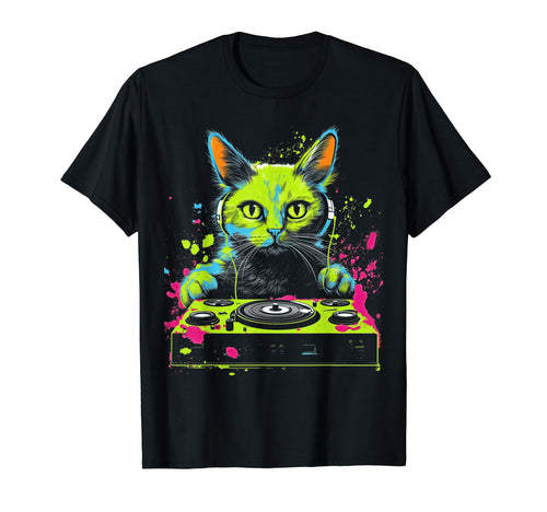 Kawaii Cat Dj Japanese Edm Y2K T-Shirt - Aesthetic Graphic Unisex - T-Shirt, Sweatshirt, Hoodie