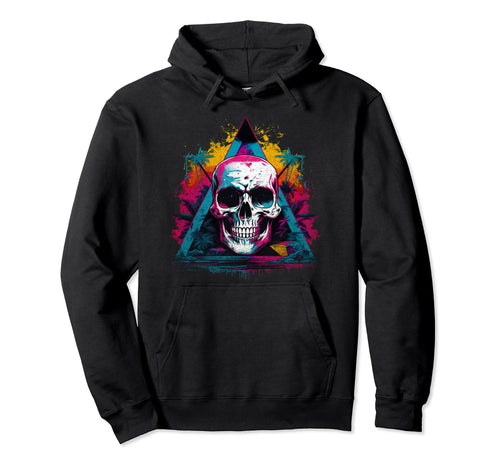 Skull Vaporwave Retrowave Aesthetic Hoodie - Minimalist Print for Adults - T-Shirt, Sweatshirt, Hoodie