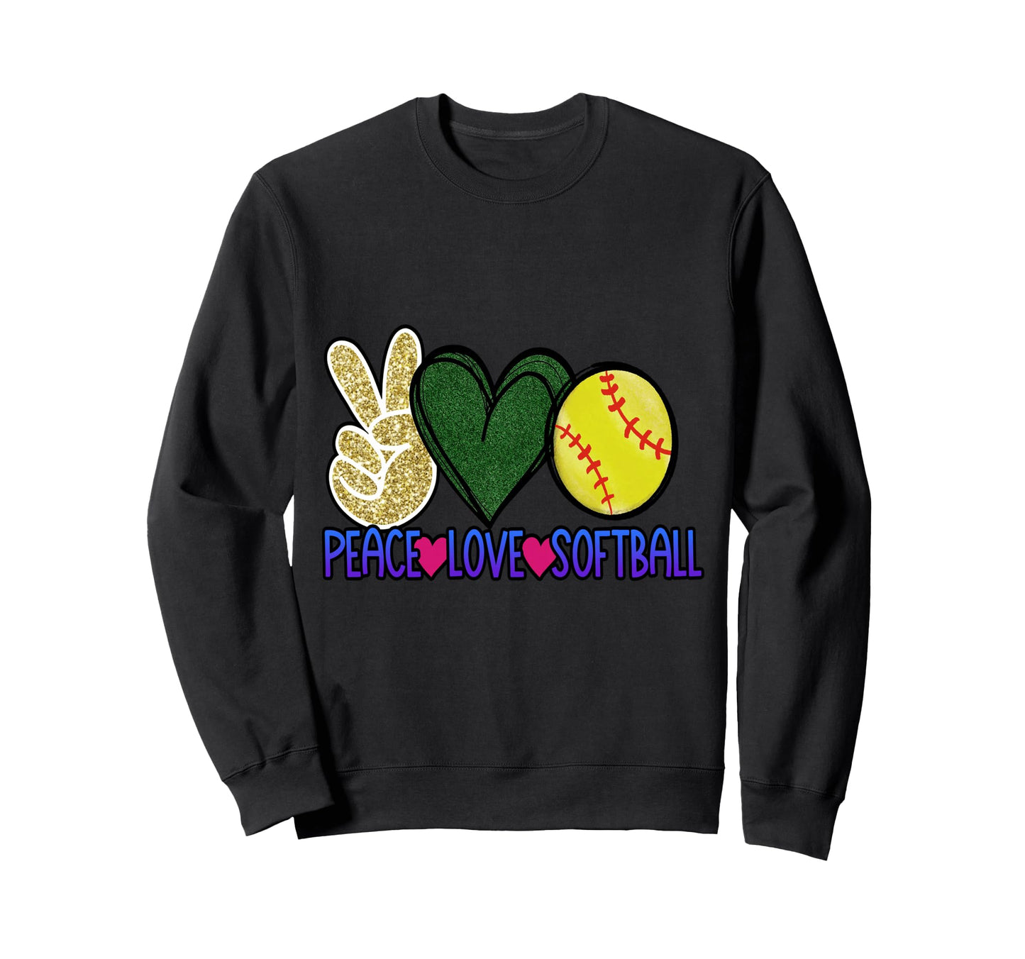 Softball Mom Peace Love Softball Sweatshirt - Trendy Graphic Unisex - T-Shirt, Sweatshirt, Hoodie