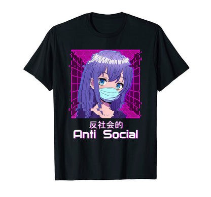 Anime Face Mask Vaporwave Aesthetic T-Shirt - Trendy Graphic Men Women - T-Shirt, Sweatshirt, Hoodie