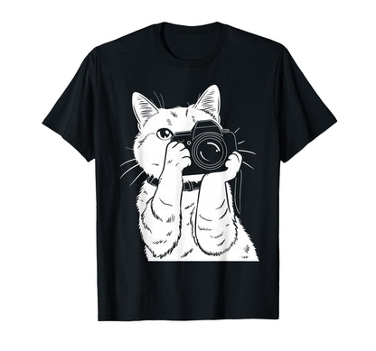 Cat Camera Photographer Funny T-Shirt - Casual Everyday Wear for Adults - T-Shirt, Sweatshirt, Hoodie