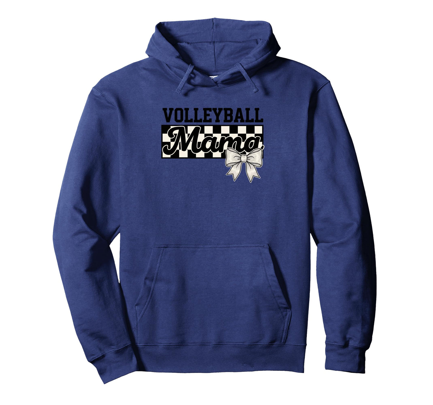 Volleyball Mama Mom Checkerboard Bow Hoodie - Trendy Graphic Unisex - T-Shirt, Sweatshirt, Hoodie