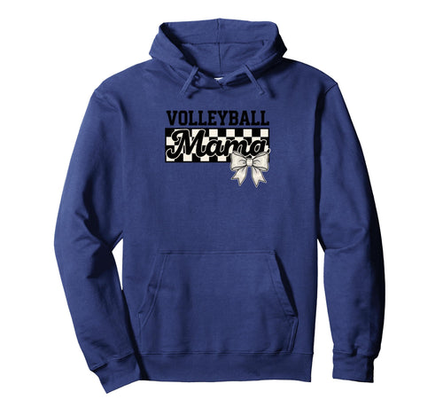 Volleyball Mama Mom Checkerboard Bow Hoodie - Trendy Graphic Unisex - T-Shirt, Sweatshirt, Hoodie