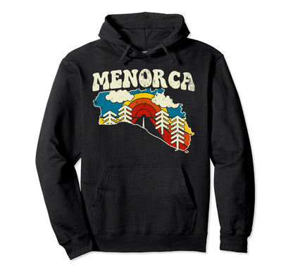 Menorca Spain Spanish Island Rainbow 70S Hoodie - Novelty Apparel Unisex - T-Shirt, Sweatshirt, Hoodie