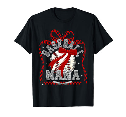 Baseball Coquette Bow Baseball Nana T-Shirt - Graphic Print Unisex - T-Shirt, Sweatshirt, Hoodie
