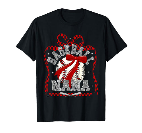 Baseball Coquette Bow Baseball Nana T-Shirt - Graphic Print Unisex - T-Shirt, Sweatshirt, Hoodie