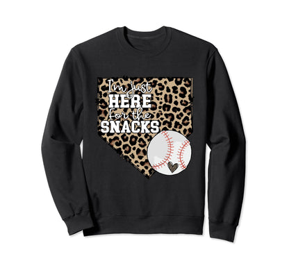 Im Just Here Snacks Baseball Sweatshirt - Minimalist Print for Adults - T-Shirt, Sweatshirt, Hoodie
