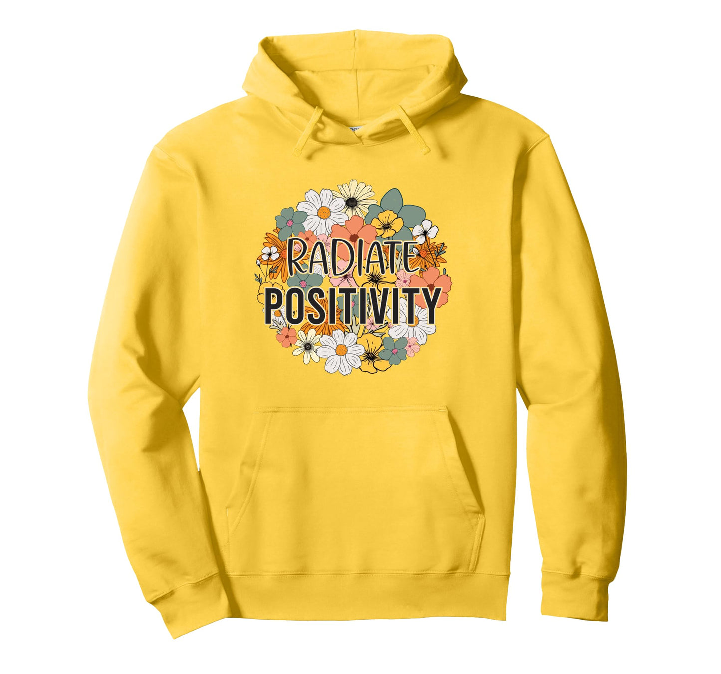 Radiate Positivity Boho Floral Aesthetic Hoodie - Graphic Print for Adults - T-Shirt, Sweatshirt, Hoodie