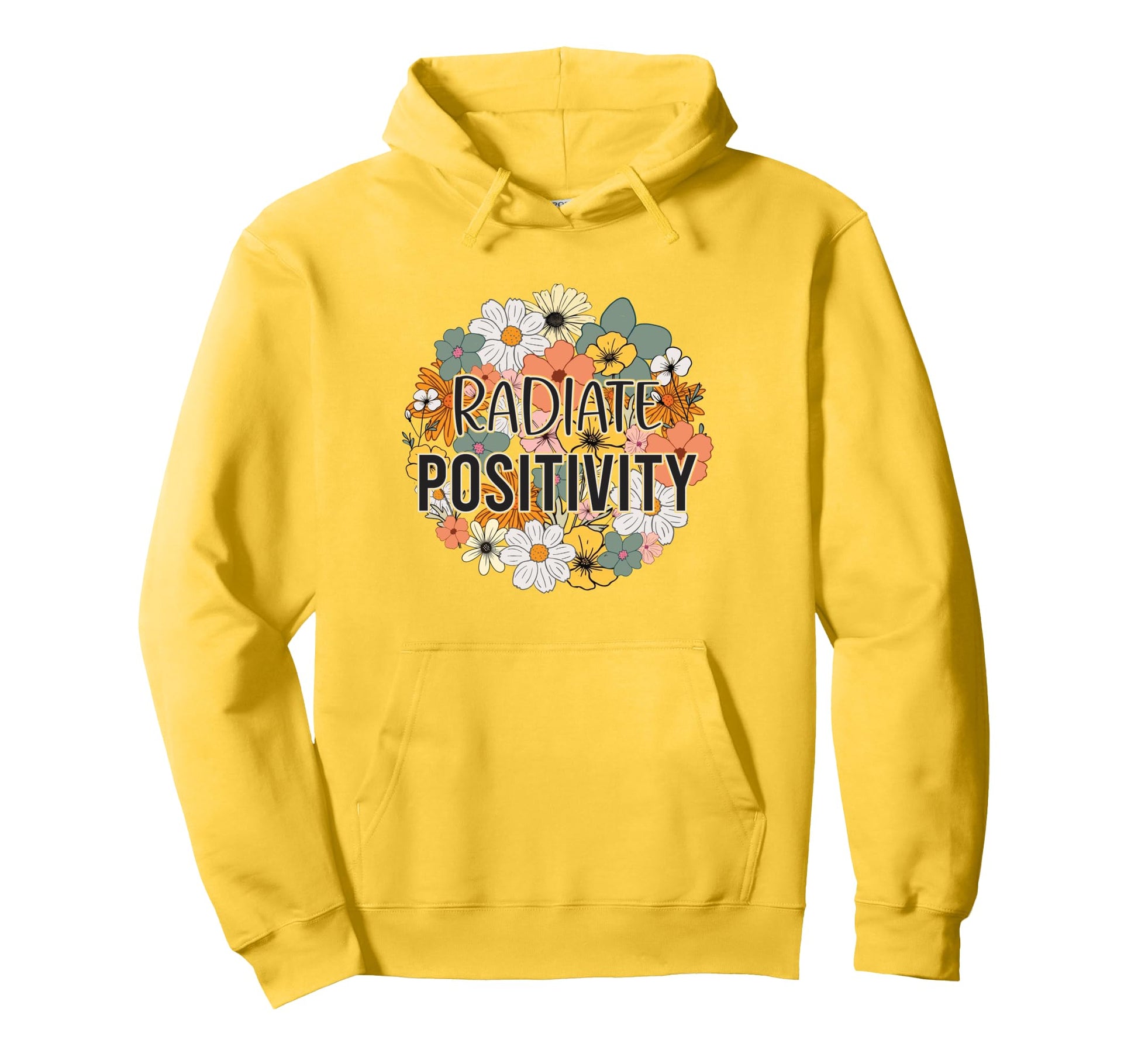 Radiate Positivity Boho Floral Aesthetic Hoodie - Graphic Print for Adults - T-Shirt, Sweatshirt, Hoodie