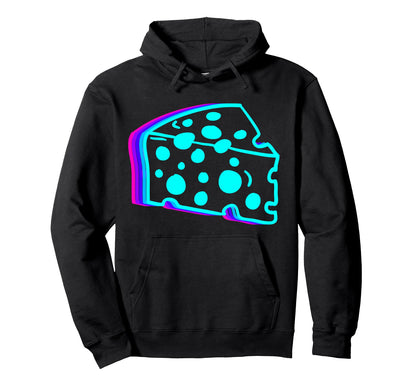 Cheese Gouda Feta Cheddar Vaporwave Hoodie - Graphic Print Unisex - T-Shirt, Sweatshirt, Hoodie