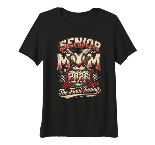 Womens Baseball Senior Mom 2026 T-Shirt - Fun Novelty Design for Adults - T-Shirt, Sweatshirt, Hoodie